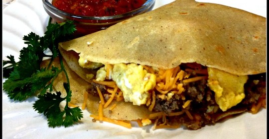 Quinoa Crepes with Sausage, Egg and Cheese filling (#recipe)