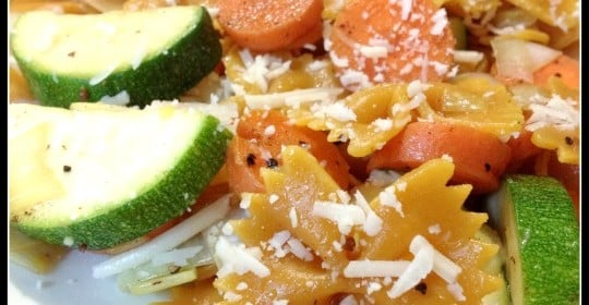 Barilla Pasta #recipe and feeding the hungry: Farfalle with Zucchini, Carrots, Fennel, Marjoram & Parmigiano Cheese