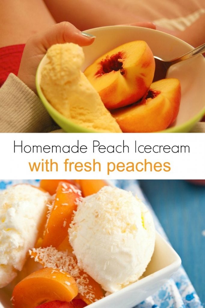 Want to make homemade icecream? This easy peach icecream recipe uses fresh peaches and other natural ingredients for a delicious summer dessert. 