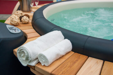 Closeup of hot tub