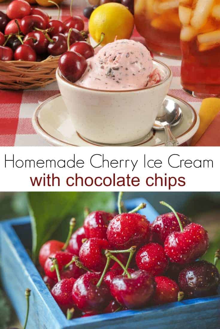 Homemade Cherry Ice Cream with Chocolate Chips