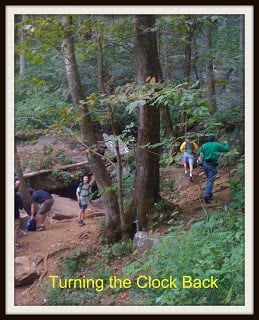 people hiking in the woods in north Georgia