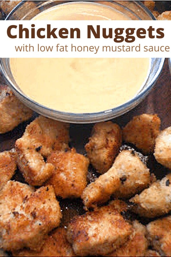 low fat Chicken Nuggets on a plate with honey mustard sauce