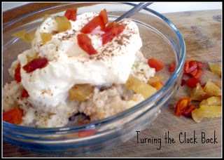 Creamy Vanilla Rice Pudding with Dried Fruit in a glass bowl