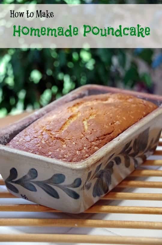 Homemade pound cake in a loaf pan