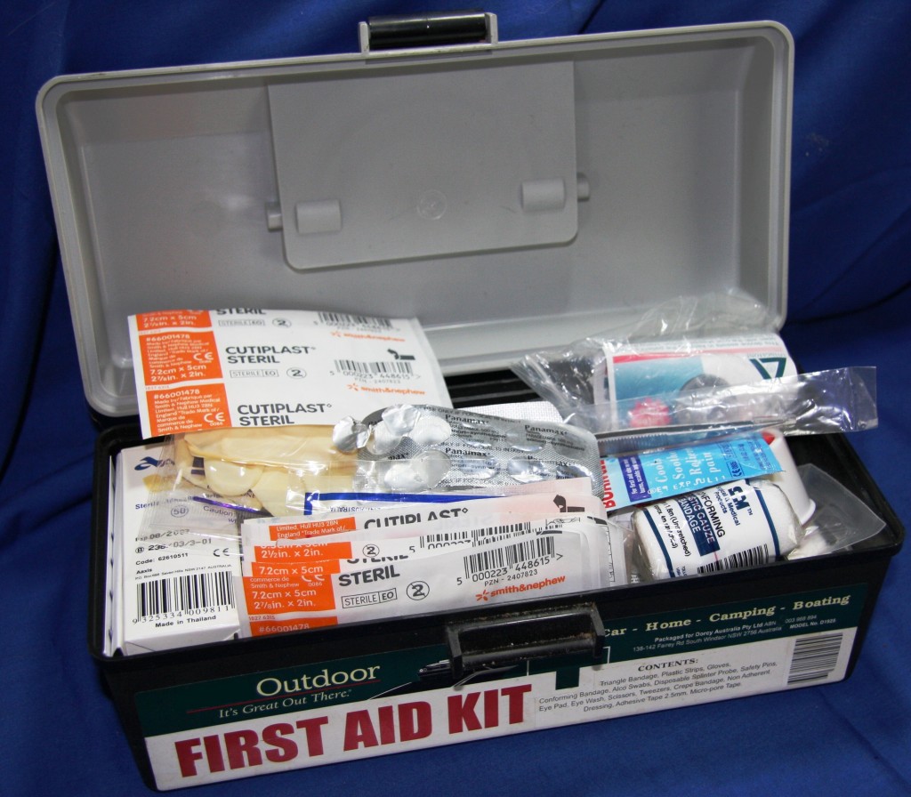first aid kit stocked with supplies