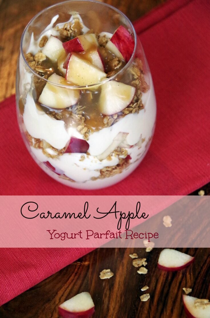 Caramel Apple Yogurt Parfait Recipe makes a healthy breakfast idea or a delicious dessert recipe!