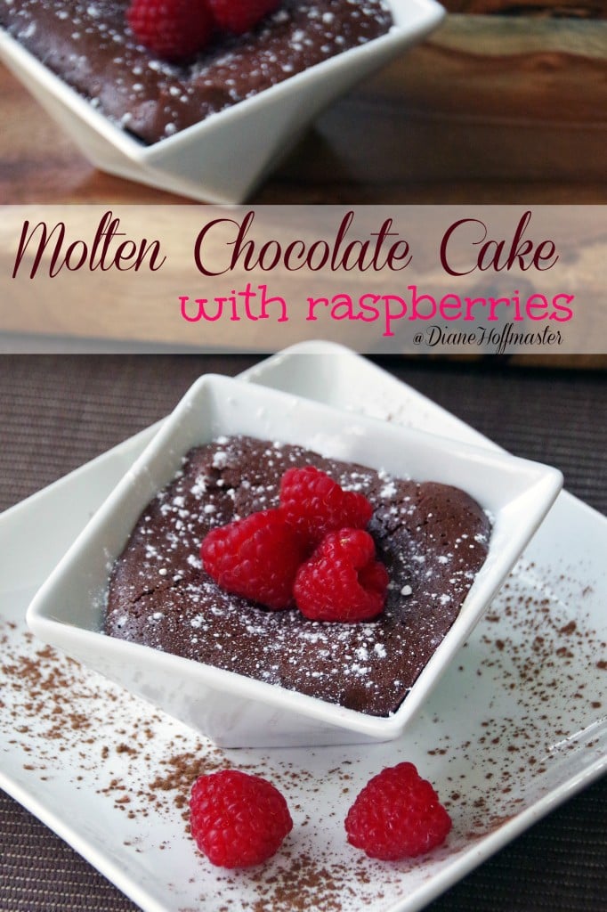 Chocolate lava Recipe with Raspberries in a white bowl
