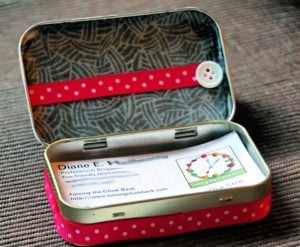 DIY business card holder from an upcycled Altoid tin