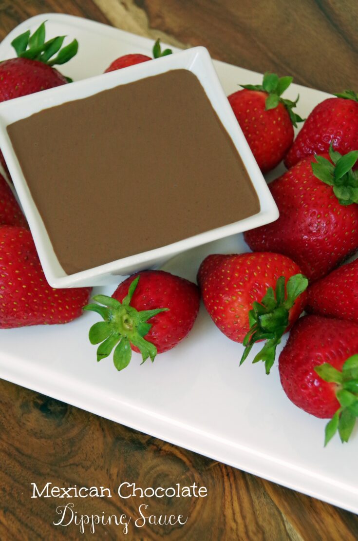 Mexican Chocolate Dipping Sauce with Fresh Strawberries