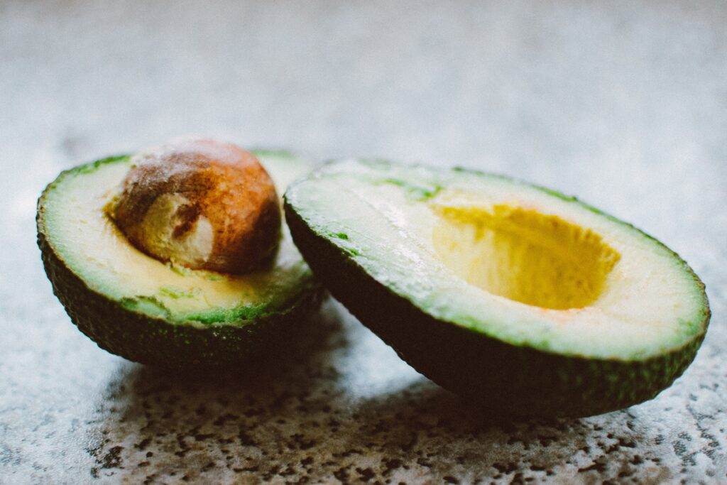 sliced avocado on counter