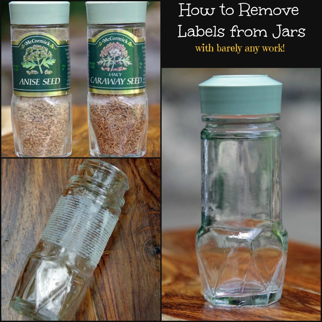  collage of spice jars with spices and some empty with label removed