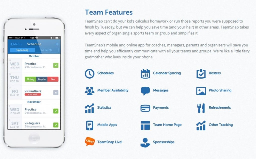 TeamSnap sports management app