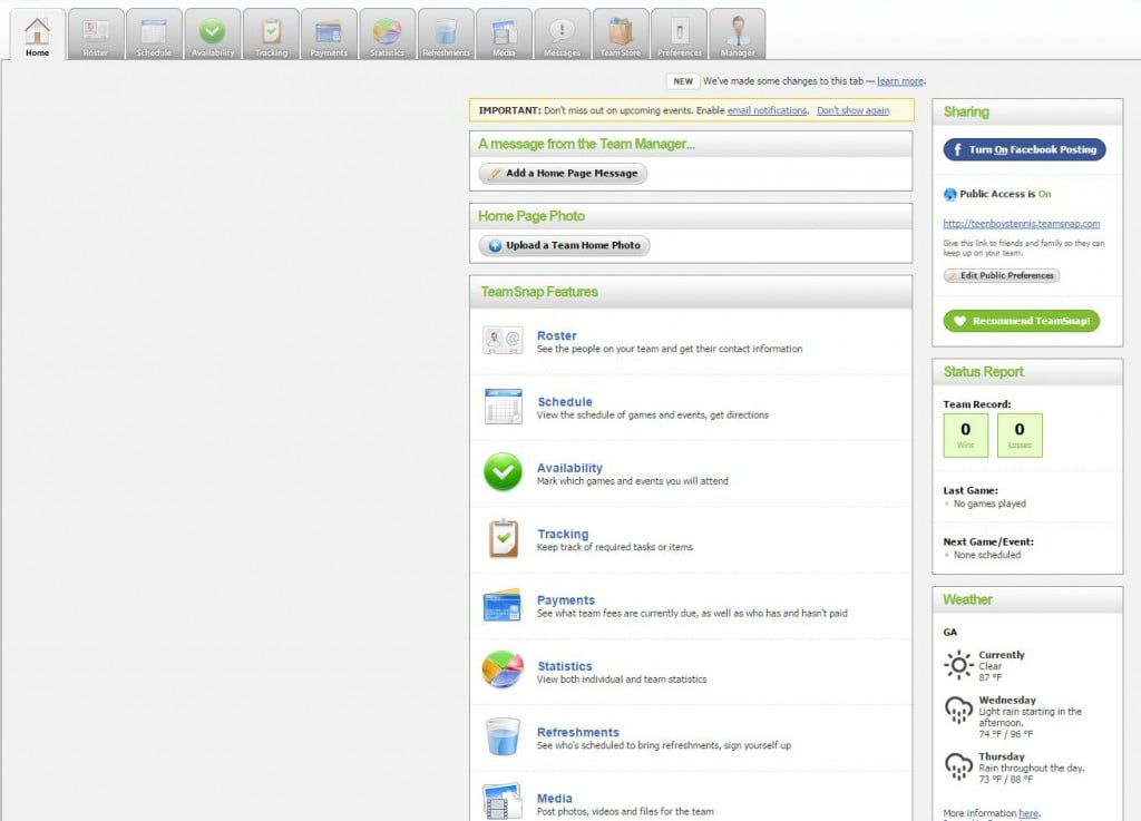 TeamSnap Setup for Managing Sports Teams