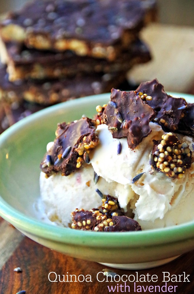 Quinoa Healthy Chocolate Bark Recipe with Lavender makes a delicious ice cream topping!