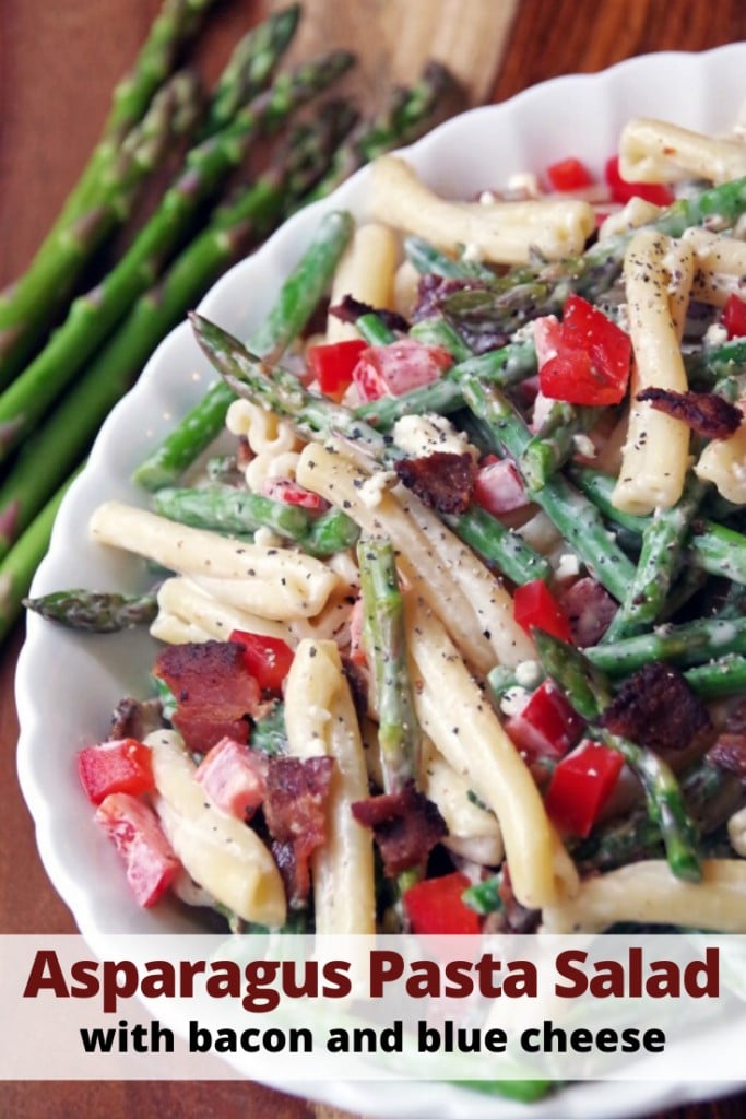 Asparagus Pasta Salad Recipe with bacon and blue cheese