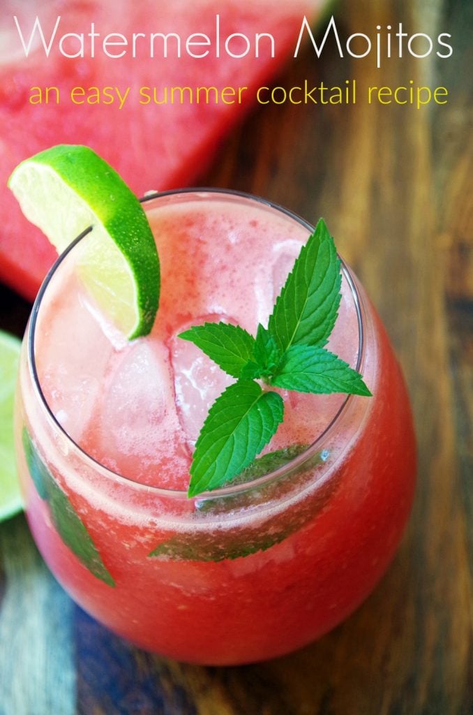 Watermelon mojitos with Fresh Mint is an easy summer cocktail recipe!