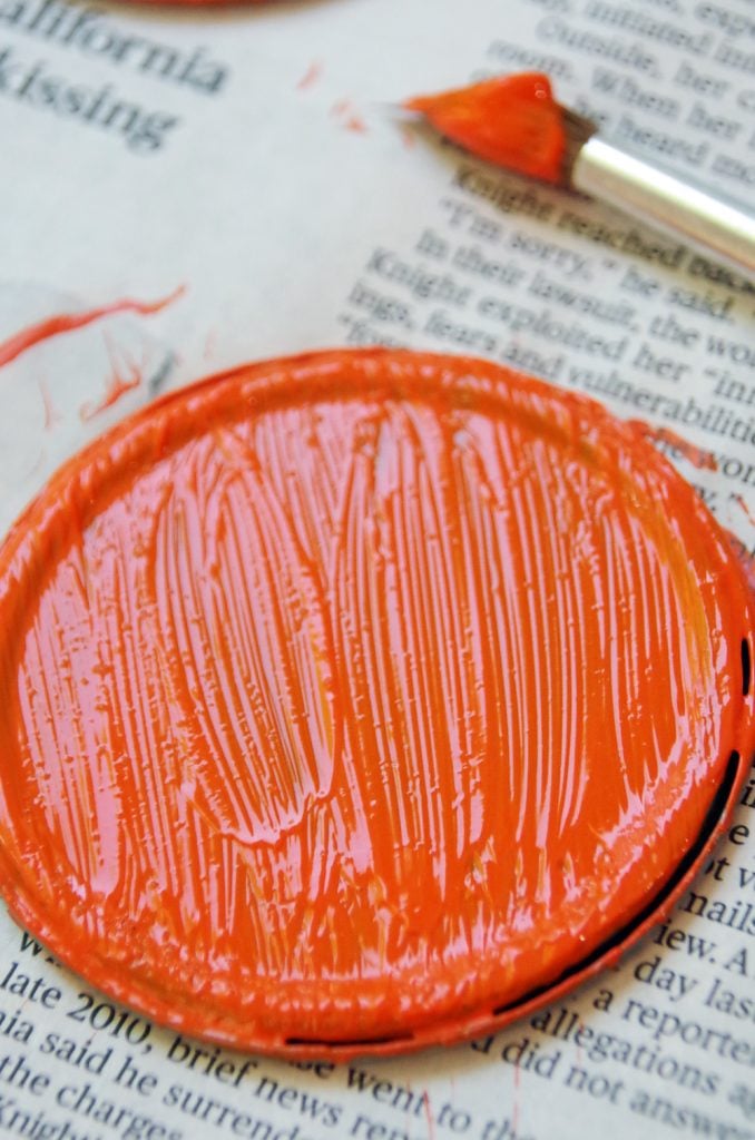 Easy Pumpkin Craft Idea with Juice Can Lids