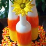 Need DIY Halloween Centerpieces? Make Upcycled Wine Bottle Candy Corn!