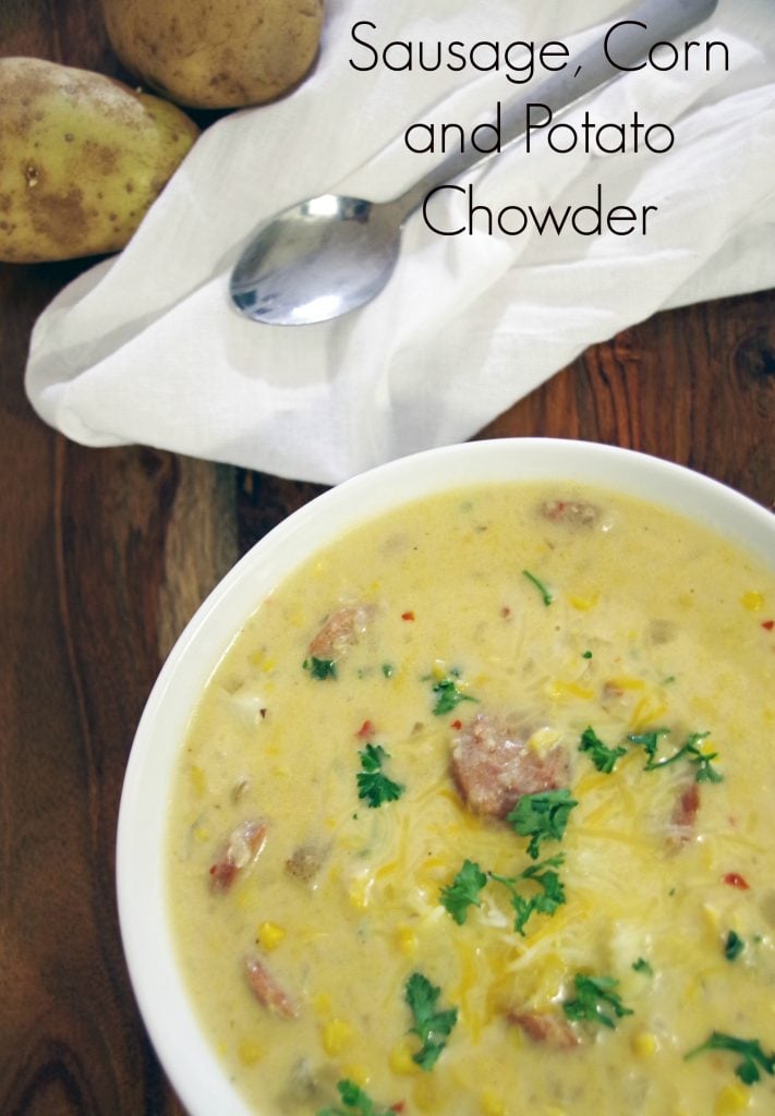 This sausage corn and potato chowder recipe is an easy weeknight meal that takes less than 30 minutes to make. 