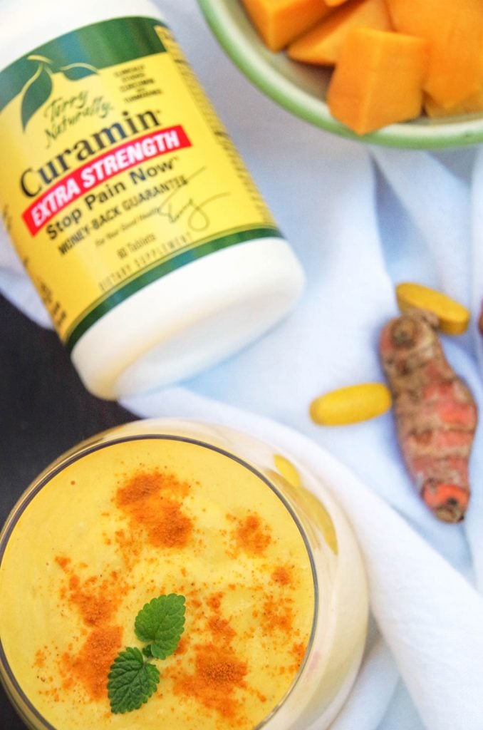 This Mango Turmeric Smoothie Recipe has natural pain relieving and anti inflammatory properties. Delicious and filling, it is an easy smoothie recipe packed full of nutrition. 