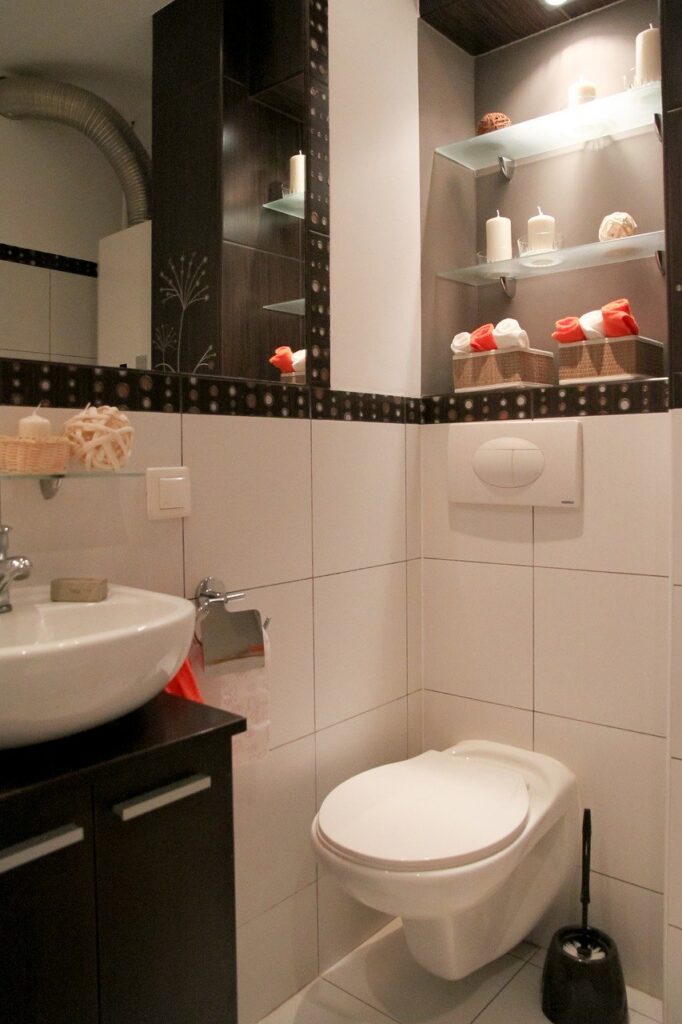 bathroom in home representing indoor plumbing