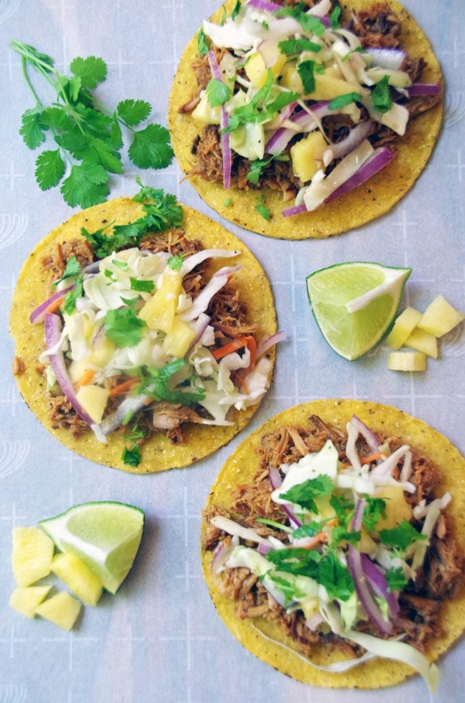 BBQ pulled pork taco recipe with Asian pineapple coleslaw 