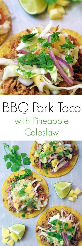 BBQ Pulled Pork Taco Recipe with Pineapple Coleslaw. This <a href=