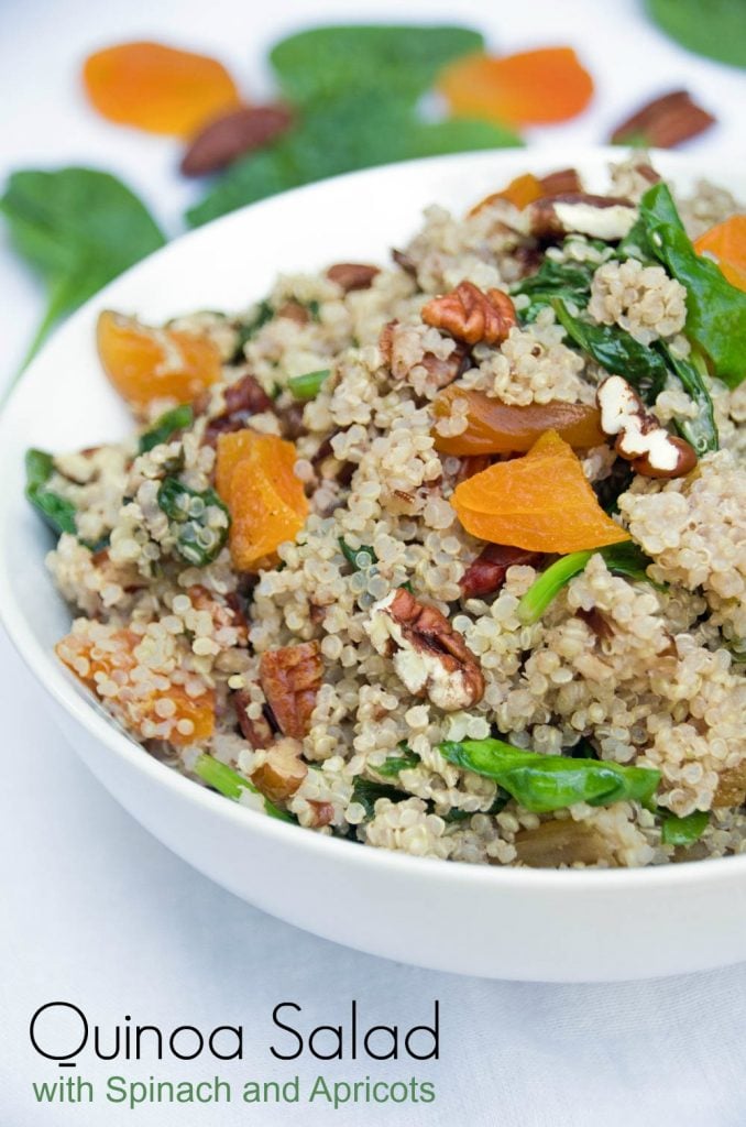 Healthy Quinoa Salad Recipe with Spinach and Apricots 