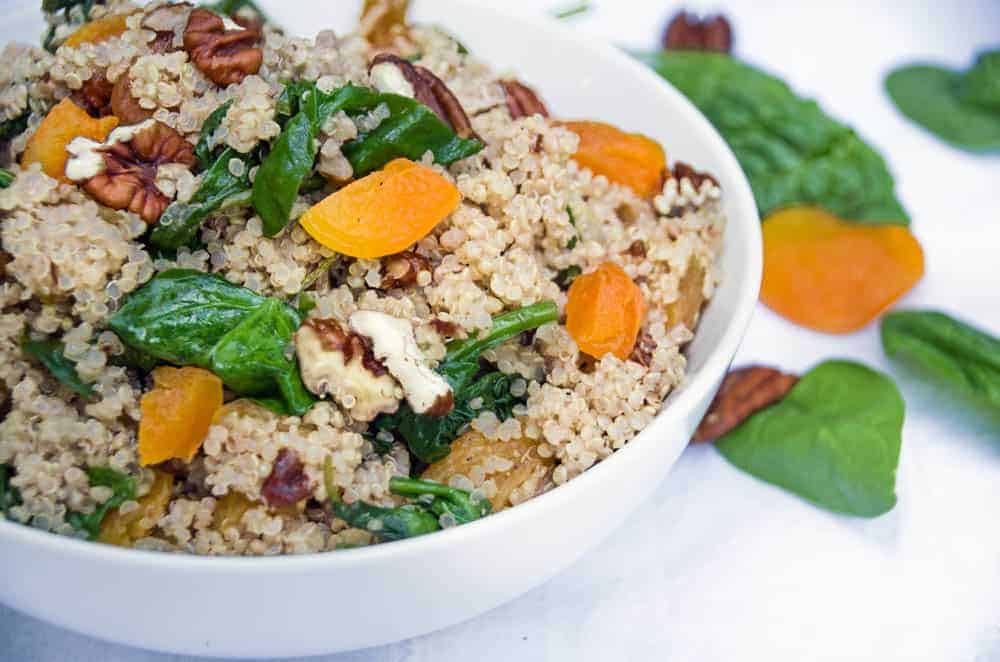 Healthy Quinoa Salad Recipe with Spinach and Apricots