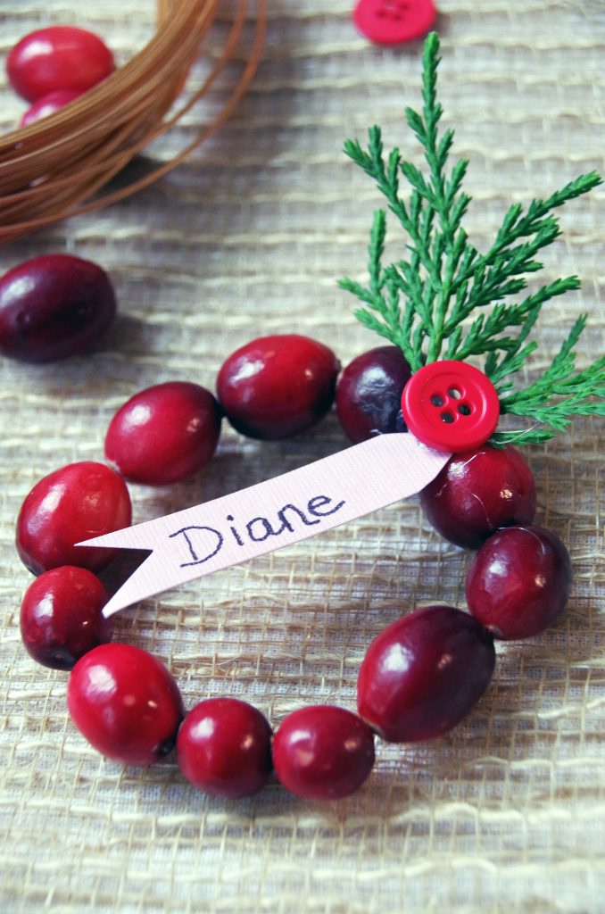 Need Dinner Place Setting Ideas? Make Cranberry Wreath DIY Place Cards!