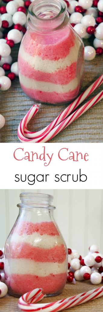 This candy cane sugar scrub recipe is a simple homemade beauty product that is both beautiful and functional! 