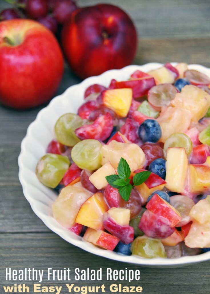 Healthy Fruit Salad Recipe with Easy Honey Yogurt Glaze