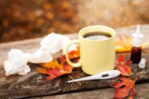tissues, tea and medicine