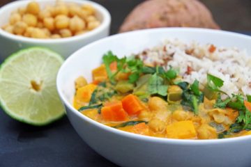 Sweet Potato Curry In a White Bowl