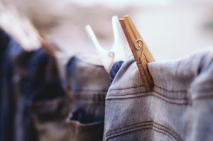 hanging clothes on a clothes line