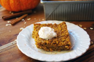 Baked oatmeal square on a plate