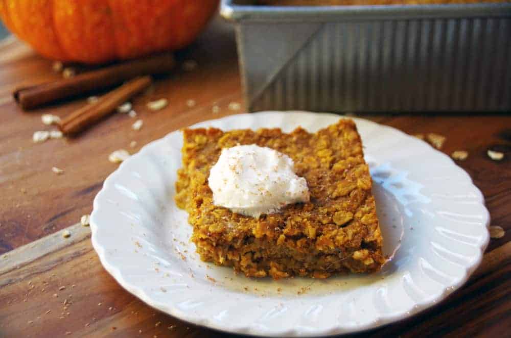 Baked oatmeal square on a plate