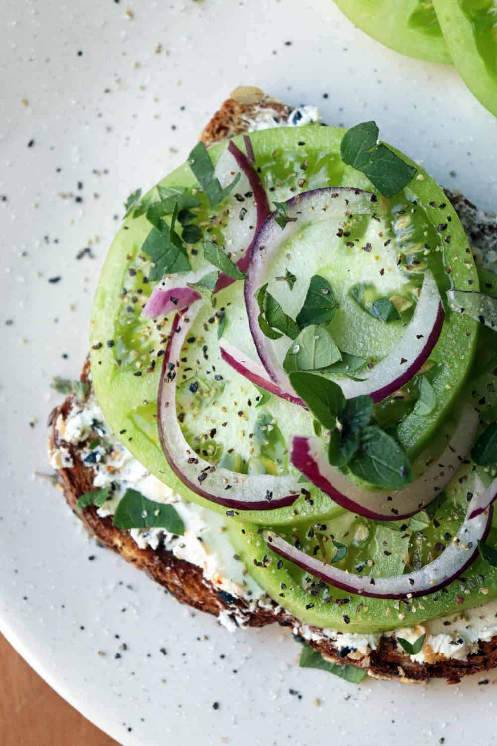 Green Tomato Toast Recipe with Goat Cheese Turning the Clock Back