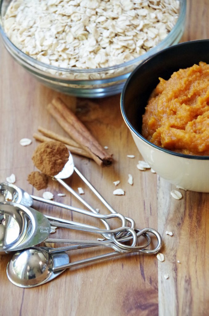 Rolled oats pumpkin and cinnamon for baked oatmeal