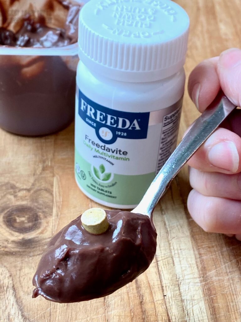 freeda health small multivitamin in a spoonful of pudding