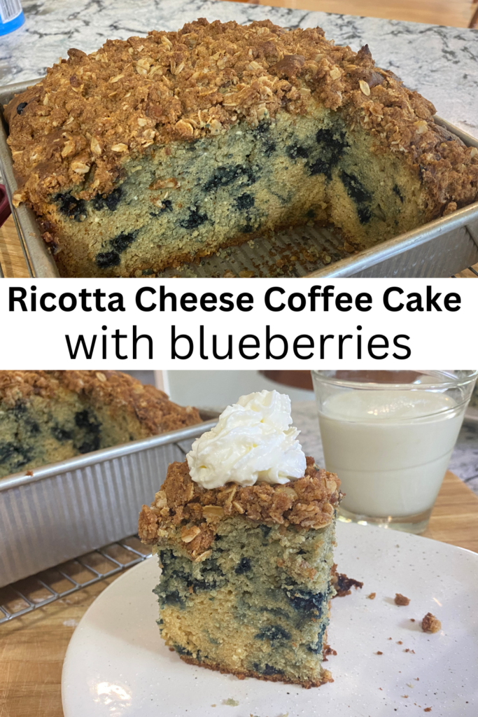 ricotta cheese coffee cake with blueberries collage