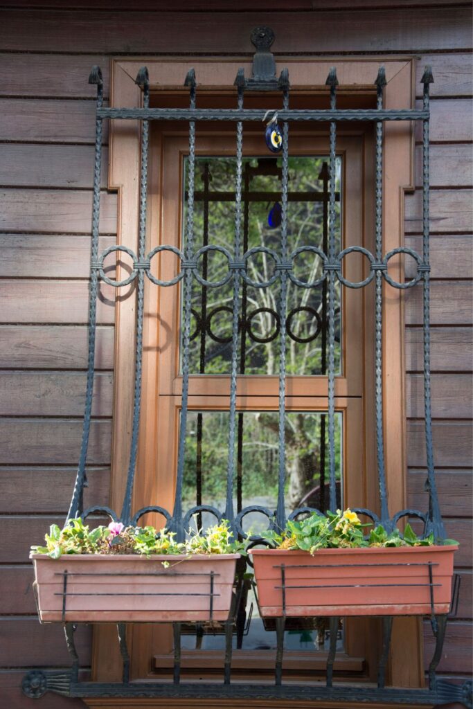 window grill on window with window boxes