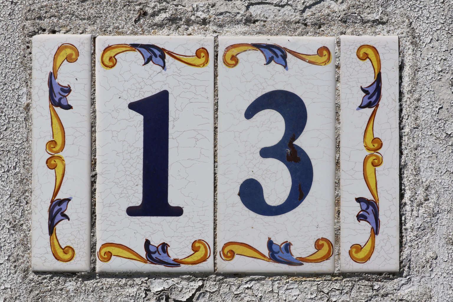house numbers made with leftover ceramic tiles