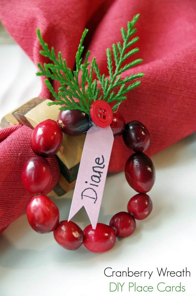 DIY Cranberry Place Cards with Fresh Cranberries