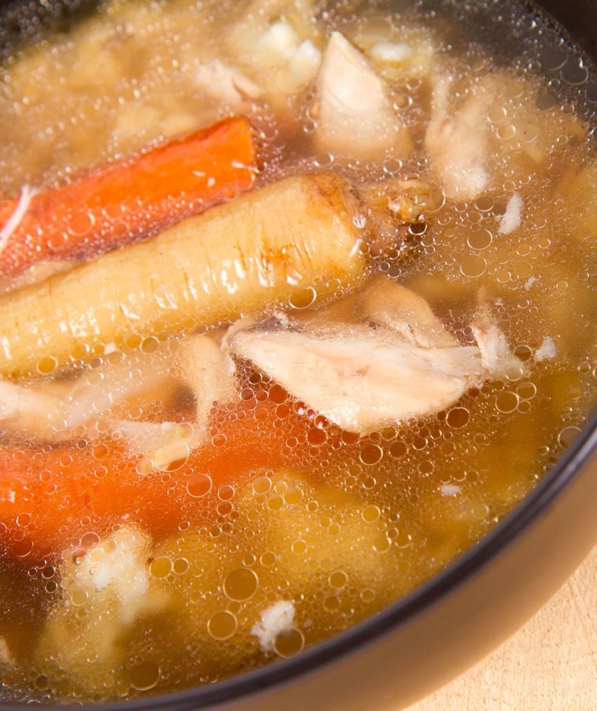 Turkey Bone Broth ingredients in slow cooker